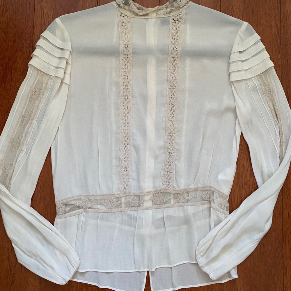 Zara Cream Victorian Silken Top